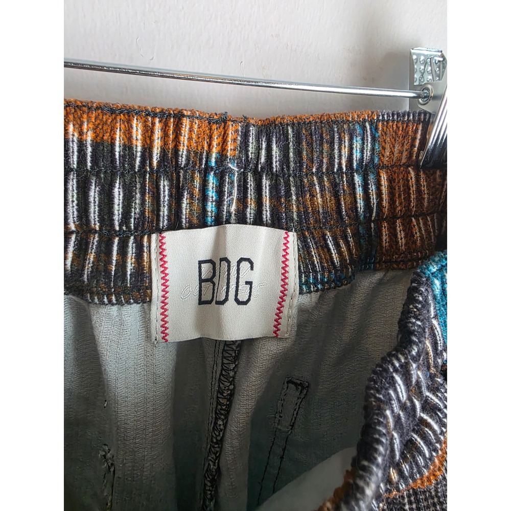 BDG Urban Outfitters Patchwork Corduroy Pants Womens Medium Blue Orange Plaid - Picture 2 of 5